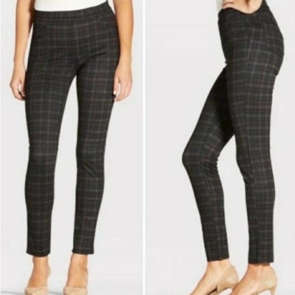 Sanctuary X Anthropologie dark Plaid leggings size XS faux pockets 5% spandex